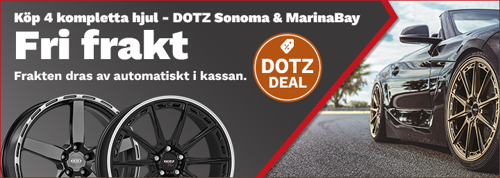 Fraktfritt vid köp av 4 kompletta hjul med DOTZ MarinaBay eller DOTZ Sonoma-fälgar