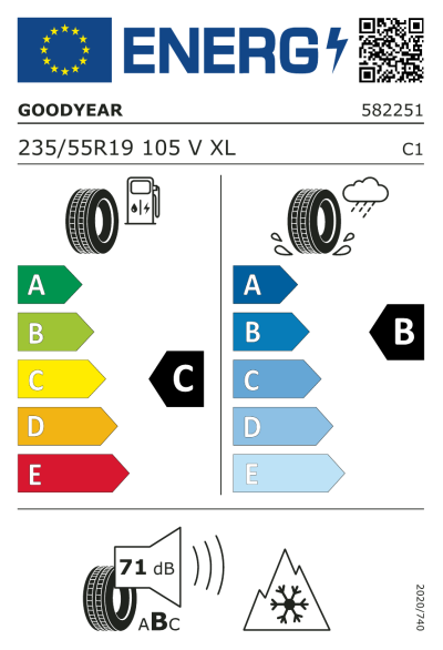 Eu-Märkning Goodyear UltraGrip Performance SUV Gen-1 235/55R19 105V XL