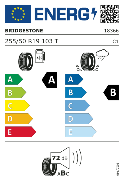 Eu-Märkning Bridgestone Turanza Eco 255/50R19 103T (+) (+) AO AO