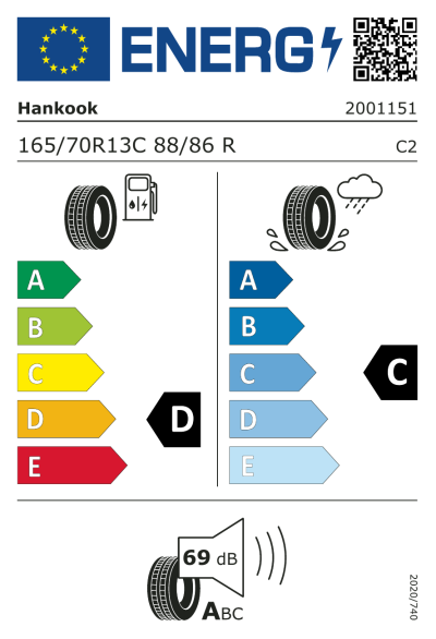 EU-Merkki Hankook Radial RA08 165/70R13 88R