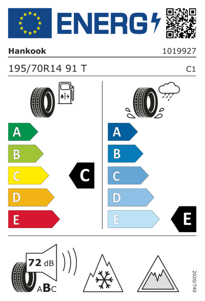 EU-merking Hankook Winter i*cept iZ2 W616 195/70R14 91T