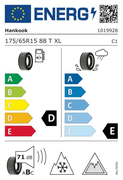 Eu-Märkning Hankook Winter i*cept iZ2 W616 175/65R15 88T XL