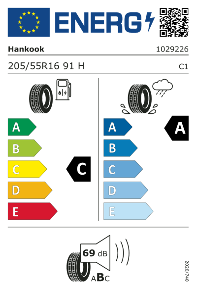 EU-merking Hankook Ventus Prime 4 K135 205/55R16 91H