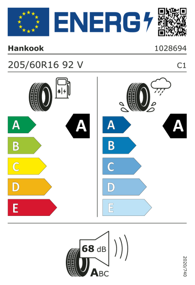 EU-Merkki Hankook Ventus Prime 4 K135 205/60R16 92V