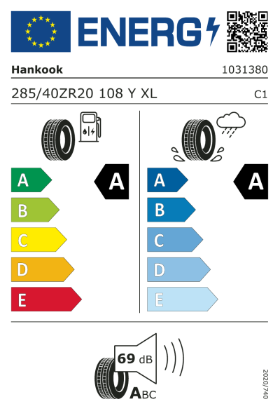 Eu-Märkning Hankook Ventus iON S (IK01) 285/40R20 108Y XL Sound Absorber