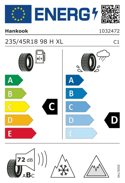 Eu-Märkning Hankook Winter i*cept iZ3 235/45R18 98H XL