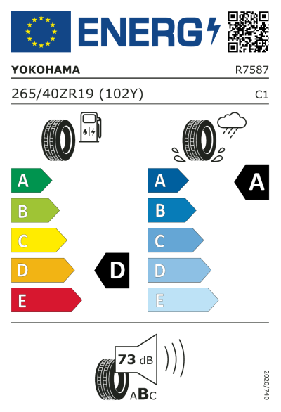 EU-Merkki Yokohama Advan Sport V107 265/40R19 102Y