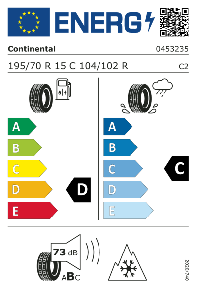 EU-Merkki Continental VanContact Viking 195/70R15 104R