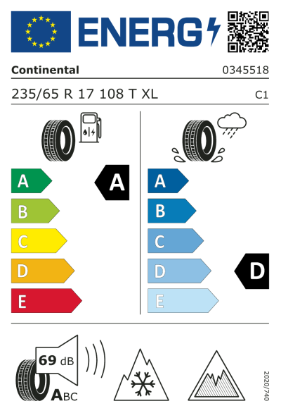 Eu-Märkning Continental VikingContact 8 235/65R17 108T XL