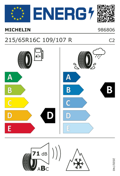 EU-merking Michelin Agilis Alpin 215/65R16 109R