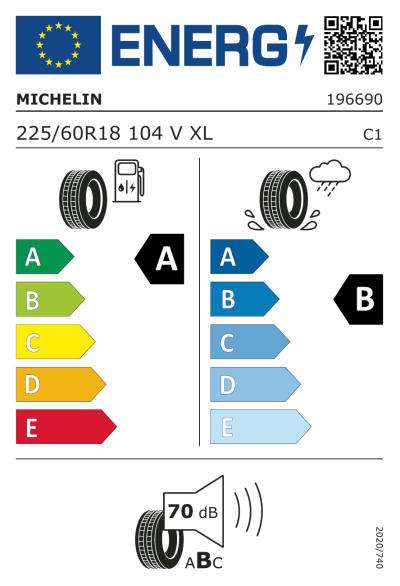 EU-Merkki Michelin ePrimacy 225/60R18 104V XL