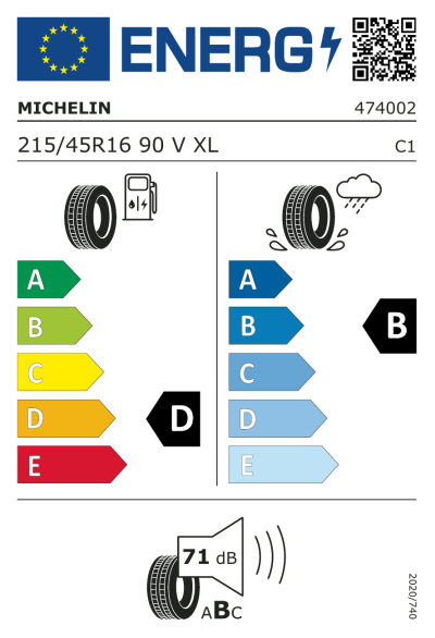 Eu-Märkning Michelin Pilot Sport 3 215/45R16 90V XL DT1 AO