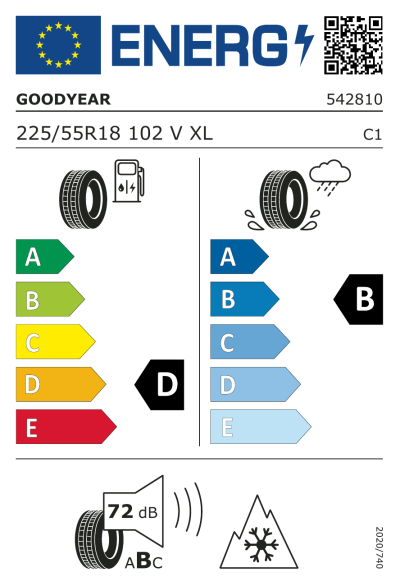 EU-merking Goodyear UltraGrip Performance SUV Gen-1 225/55R18 102V XL FP