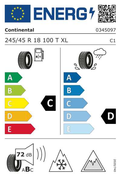 EU-merking Continental VikingContact 7 245/45R18 100T XL