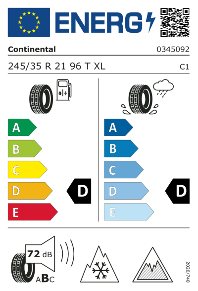 EU-merking Continental VikingContact 7 245/35R21 96T XL