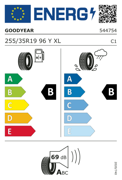 EU-merking Goodyear Eagle F1 Asymmetric 3 255/35R19 96Y XL RunFlat *