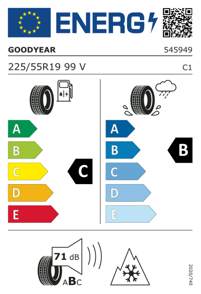 Eu-Märkning Goodyear UltraGrip Performance SUV Gen-1 225/55R19 99V