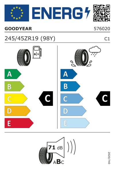 Eu-Märkning Goodyear Eagle F1 Asymmetric 3 245/45R19 98Y MGT