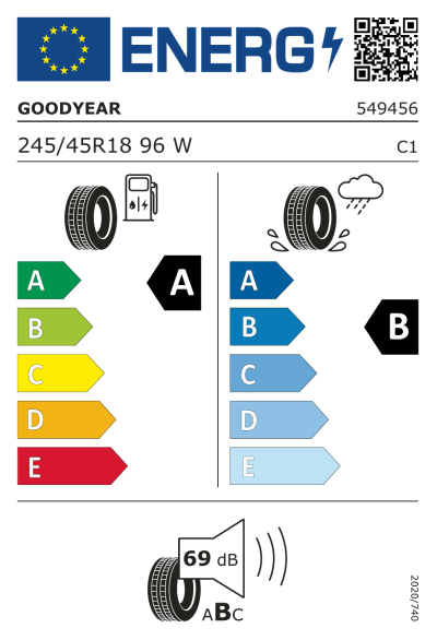 EU-merking Goodyear Eagle F1 Asymmetric 3 245/45R18 96W FP