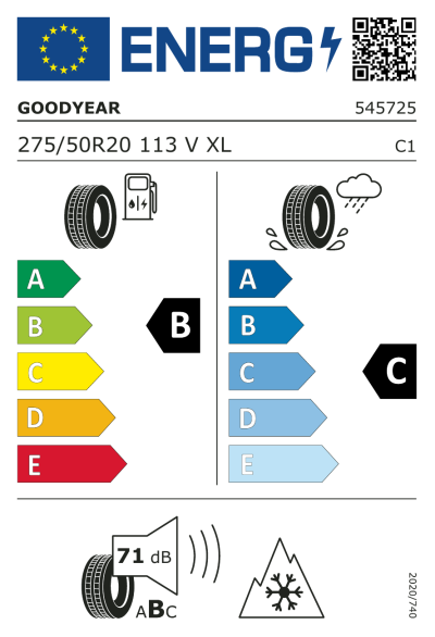 EU-merking Goodyear UltraGrip Performance SUV Gen-1 275/50R20 113V XL