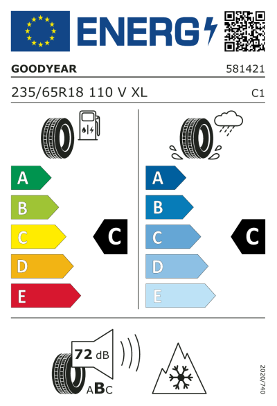 EU-merking Goodyear UltraGrip Performance + SUV 235/65R18 110V XL