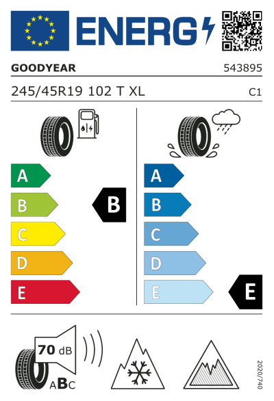 Eu-Märkning Goodyear UltraGrip Ice 3 245/45R19 102T XL FP