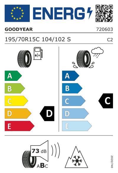 Eu-Märkning Goodyear UltraGrip Cargo ej dubb 195/70R15 104S
