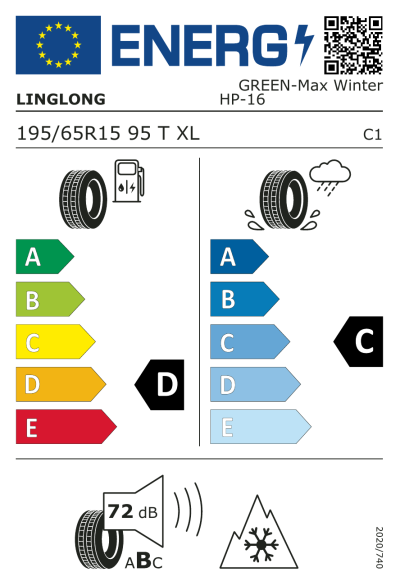 EU-merking Linglong Green-max Winter HP 195/65R15 95T XL