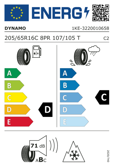 Eu-Märkning Dynamo Snow-H MWC01 205/65R16 107T