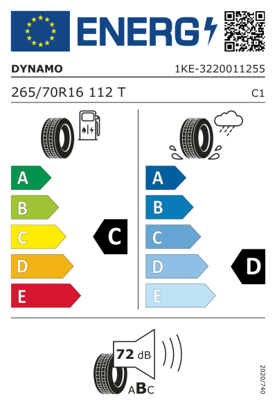 Eu-Märkning Dynamo Hiscend-H MHT01 265/70R16 112T