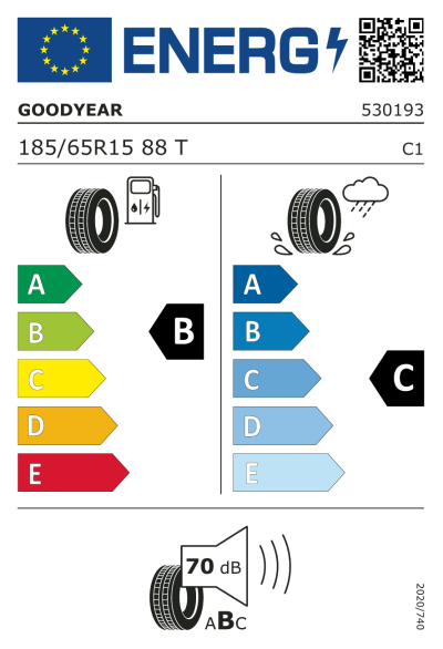Eu-Märkning Goodyear DuraGrip 185/65R15 88T Dacia