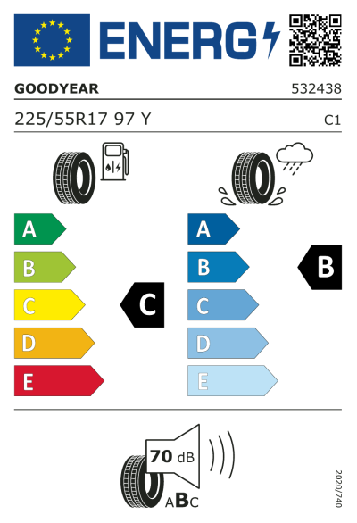 EU-merking Goodyear Eagle F1 Asymmetric 3 225/55R17 97Y RunFlat MOE *