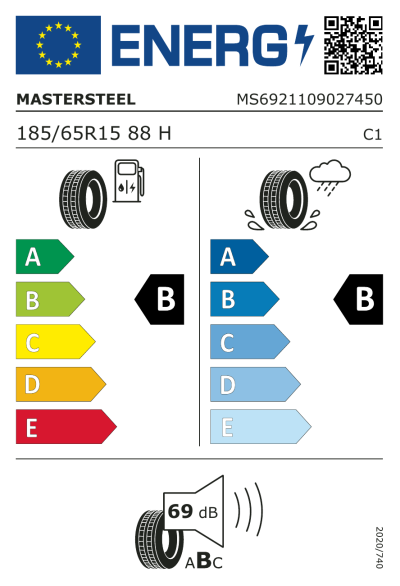 Eu-Märkning Mastersteel Prosport 185/65R15 88H