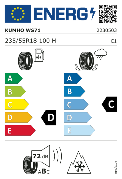 Eu-Märkning Kumho WinterCraft WS71 235/55R18 100H