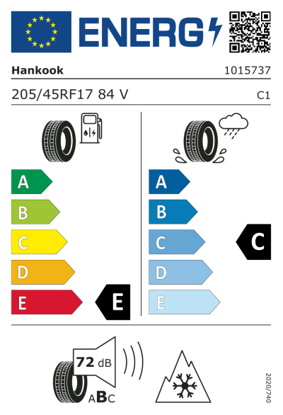 EU-merking Hankook Winter i*cept evo W310 205/45R17 84V RunFlat