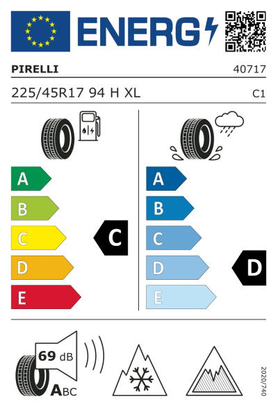 EU-merking Pirelli Ice Zero Asimmetrico 225/45R17 94H XL