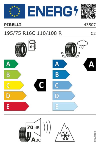 Eu-Märkning Pirelli Carrier All Season 195/75R16 110R