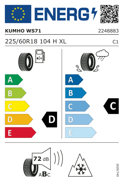 Eu-Märkning Kumho WinterCraft WS71 225/60R18 104H XL